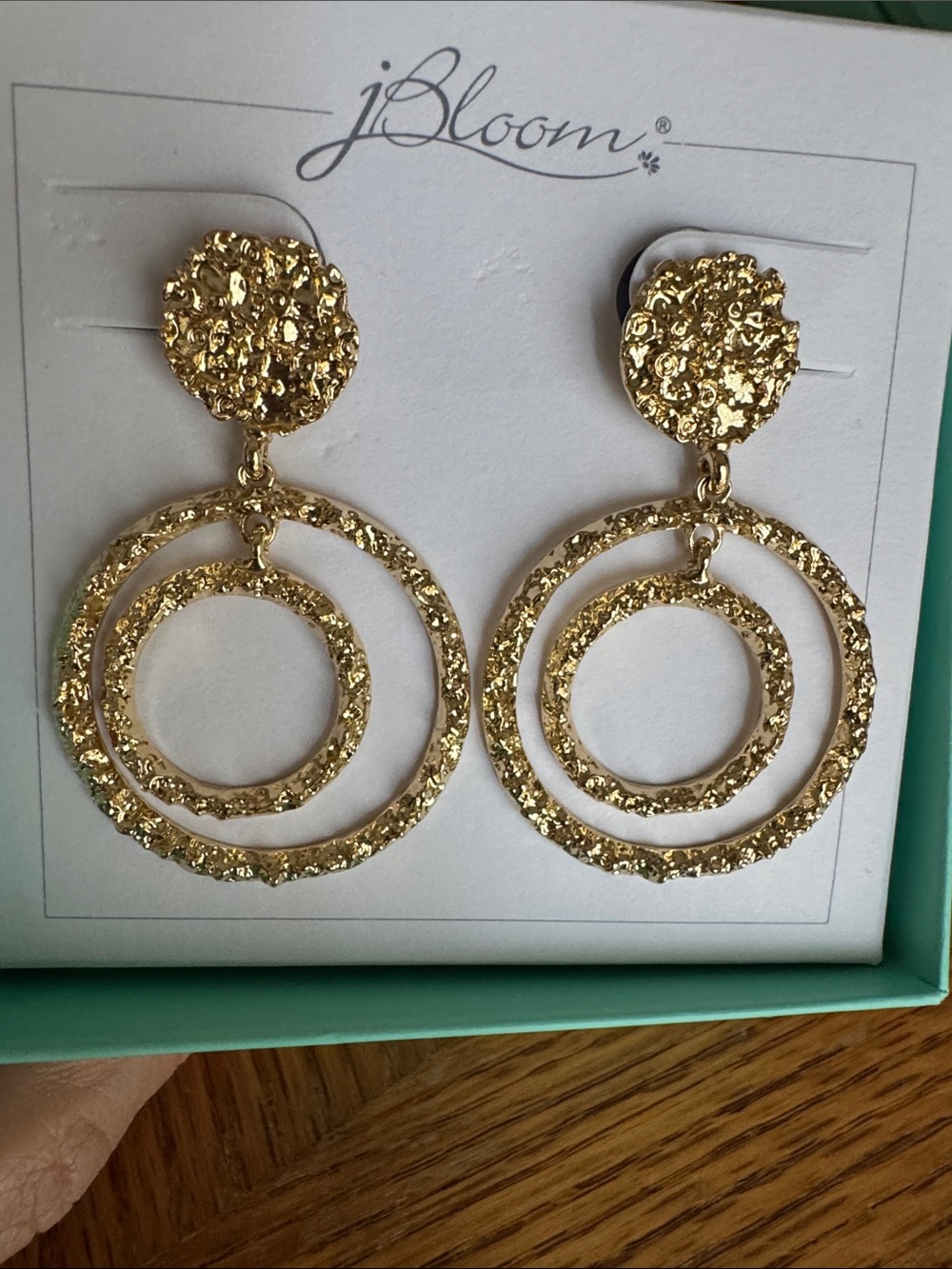 JBloom Design Fashion Trend Jewelry Gold Hoop Drop Dangle Earring